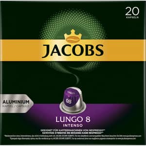 Capsule cafea JACOBS Lungo Intenso 8, compatibile Nespresso, 20 capsule, 104g