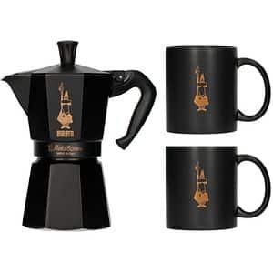 Set cafetiera BIALETTI Moka Express 6tz + 2 cani, negru
