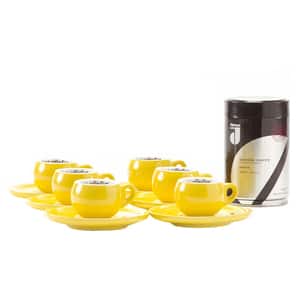 Set cafea macinata DANESI CAFFE 250g + 6 cesti espresso, galben
