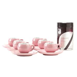 Set cafea macinata DANESI CAFE 250g + 6 cesti espresso, roz