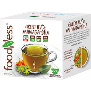 Ceai capsule FOODNESS Green Tea & Ashwagandha compatibile Dolce Gusto, 10 capsule, 120g