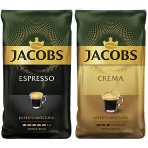 Pachet cafea boabe JACOBS Expertenrostung: Espresso + Crema, 2 x 1000g