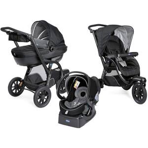 Carucior 3in1 CHICCO Trio Activ3 79270, 5 puncte, 0 luni+, negru-gri