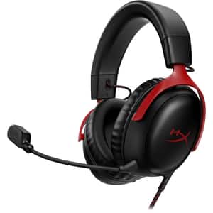 Casti Gaming HyperX Cloud III, DTS Headphone:X Spatial Audio, multiplatforma, 3.5mm, USB, negru-rosu