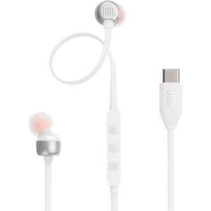 Casti JBL Tune 310C, Cu Fir, In-ear, Microfon, Conector USB-C, alb