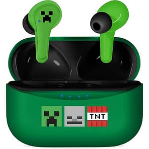 Casti pentru copii OTL Minecraft Icons Green, Bluetooth, In-ear, Microfon, verde