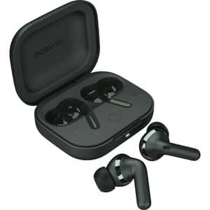Casti MOTOROLA Moto Buds+, True wireless, Bluetooth, In-ear, Microfon, Noise Cancelling, Carcasa incarcare wireless, Forest Grey