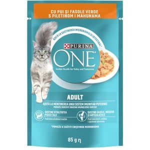 Hrana umeda pentru pisici PURINA ONE, Adult, Pui si fasole verde, 26 x 85 g