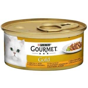 Hrana umeda pentru pisici PURINA GOURMET Gold, Pui si ficat, 24 x 85g