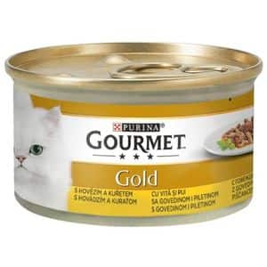 Hrana umeda pentru pisici PURINA GOURMET Gold, Vita si pui, 24 x 85g
