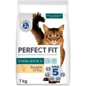 Hrana uscata pentru pisici PERFECT FIT Sterilizate 1+, Pui, 7 kg