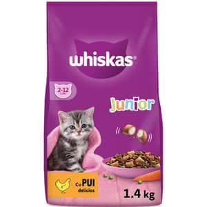 Hrana uscata pentru pisici WHISKAS, Junior, Pui, 1.4 kg