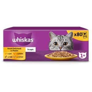 Hrana umeda pentru pisici WHISKAS, Adult, Pasare in aspic, 80 x 85g