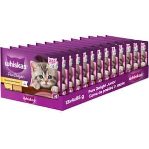Hrana umeda pentru pisici WHISKAS Pure Delight, Junior, Pui si curcan, 13 x 4 x 85g