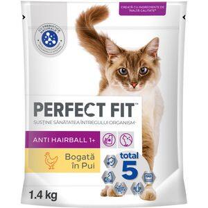 Hrana uscata pentru pisici PERFECT FIT Anti-Hairball 1+, Adult, Pui, 1.4 kg