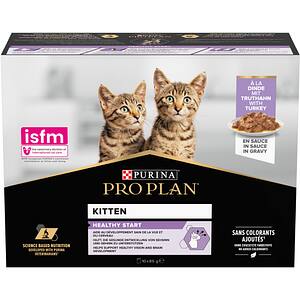 Hrana umeda pentru pisici PURINA PRO PLAN NutriSavour, Junior, Curcan in sos, 10 x 85g