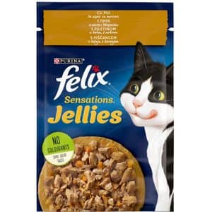 Hrana umeda pentru pisici FELIX Sensations Jellies, Adult, Pui si morcov, 26 x 85g