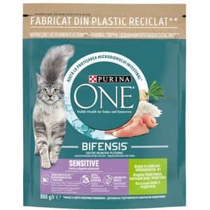 Hrana uscata pentru pisici PURINA ONE Sensitive, Curcan, 800 g