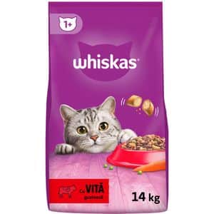 Hrana uscata pentru pisici WHISKAS, Adult, Vita, 14 kg
