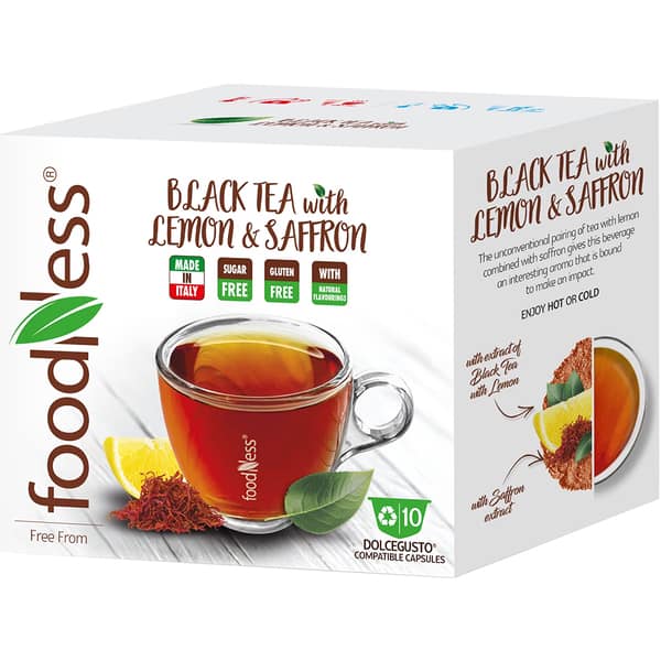 Dolce Gusto FoodNess Black Tea w/ Lemon & Saffron Gluten FREE -SHIPS FREE