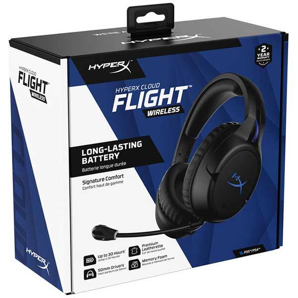 Casti Gaming Wireless HyperX Cloud Flight, stereo, PS5/PS4, USB, 3.5mm, negru-albastru