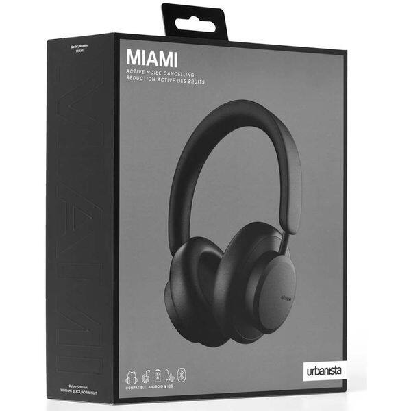 Casti URBANISTA Miami, Bluetooth/Wireless, OverEar, Microfon, Noise Cancelling, Midnight Black