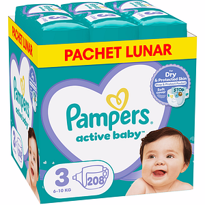 Scutece PAMPERS Active Baby XXL Box, nr 3, Unisex, 6-10 kg, 208 buc