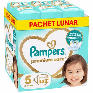 Scutece PAMPERS Premium Care XXL Box nr 5, Unisex, 11-16 kg, 148 buc