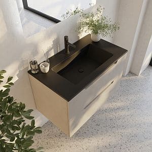 Lavoar SAVINIDUE Cellini, rasina, 80 x 47 x 15 cm, negru mat