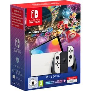 Consola NINTENDO Switch OLED White + Mario Kart 8 Deluxe + 12 luni abonament NSO
