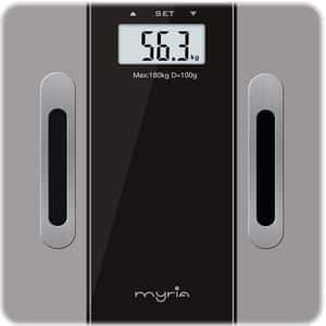 Cantar corporal MYRIA MY4900BK, 180kg, electronic, sticla securizata, argintiu