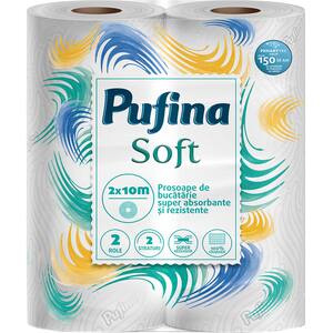Prosoape de hartie PUFINA Soft, 2 straturi, 2 role