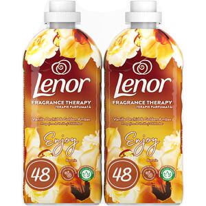 Pachet Balsam de rufe LENOR Vanilla Orchid & Golden Amber, 2 x 1.2 L, 2 x 48 spalari