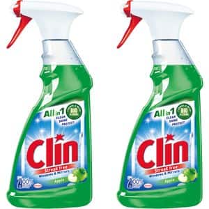 Pachet solutie de curatat geamuri CLIN Apple Pistol, 2 x 500 ml