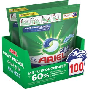 Detergent capsule ARIEL All in One PODS Mountain Spring, 100 spalari