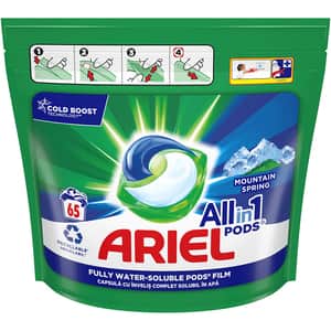Detergent capsule ARIEL All in One PODS Mountain Spring, 65 spalari