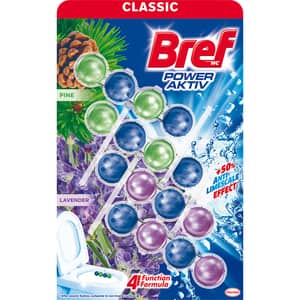 Odorizant toaleta BREF Power Aktiv Pine-Lavender, 4 x 50g