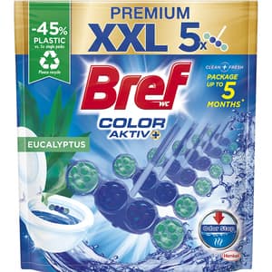 Odorizant toaleta BREF Color Aktiv Eucalyptus, 5 x 50g