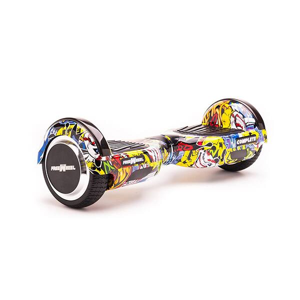 Hoverboard FREEWHEEL Complete 6.5 inch viteza 15 km h motor 2 x 350W graffiti galben