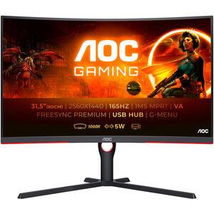 Monitor Gaming curbat LED VA AOC CQ32G3SU/BK, 31.5", QHD, 165Hz, AMD Freesync Premium, negru