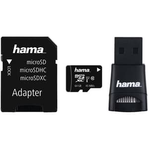 Card de memorie HAMA 114954, microSDXC, 64GB, 45MB/s, clasa 10/U1, UHS-I, adaptoare