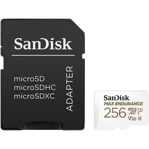 Card de memorie SANDISK Max Endurance, microSDXC, 256GB, 100MB/s, clasa 10/U3/V30, UHS-I, adaptor