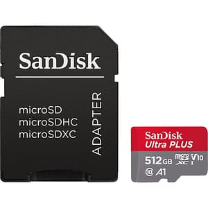 Card de memorie SANDISK Ultra Plus microSDXC, 512GB, 150MB/s, clasa 10/U1/A1, UHS-I, adaptor
