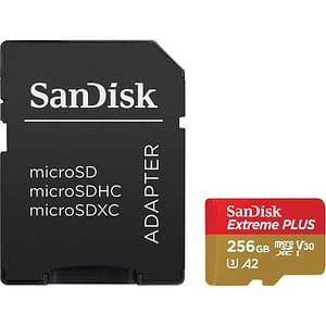 Card de memorie SANDISK Extreme Plus microSDXC UHS-I, 256GB, 200MB/s, C10, U3, V30, A2, adaptor