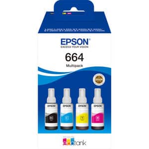 Cerneala originala EPSON 664 EcoTank Multipack C13T66464A, negru, cyan, galben, magenta
