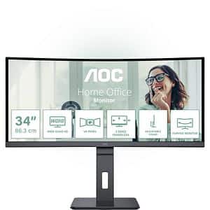Monitor WLED VA AOC CU34P3CV, 34", WQHD, 100Hz, USB-C, Flicker-Free, negru