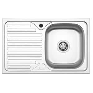 Chiuveta bucatarie SANOBI 1001 MDM, 1 cuva, picurator stanga, inox, argintiu