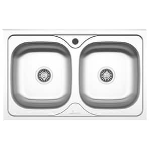 Chiuveta bucatarie SANOBI 1002 MM, 2 cuve, inox, argintiu