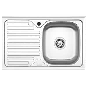 Chiuveta bucatarie SANOBI 1101 MDL, 1 cuva, picurator stanga, inox, argintiu