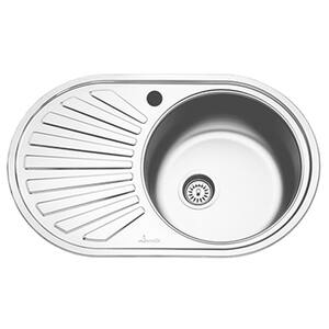 Chiuveta bucatarie SANOBI 2020 BDM-OV, 1 cuva, picurator stanga, inox, argintiu
